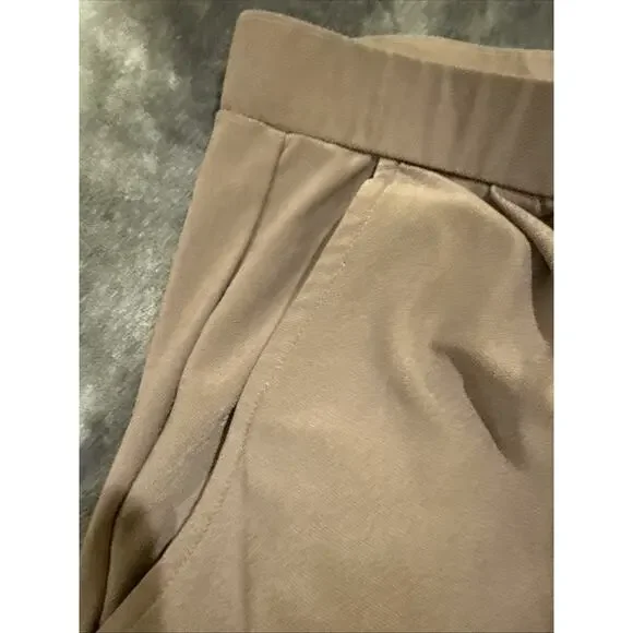 Leith-Womens Pull On Pant-Front Pleat Pockets Lightweight-Dark Taupe-Size L - Picture 5 of 14